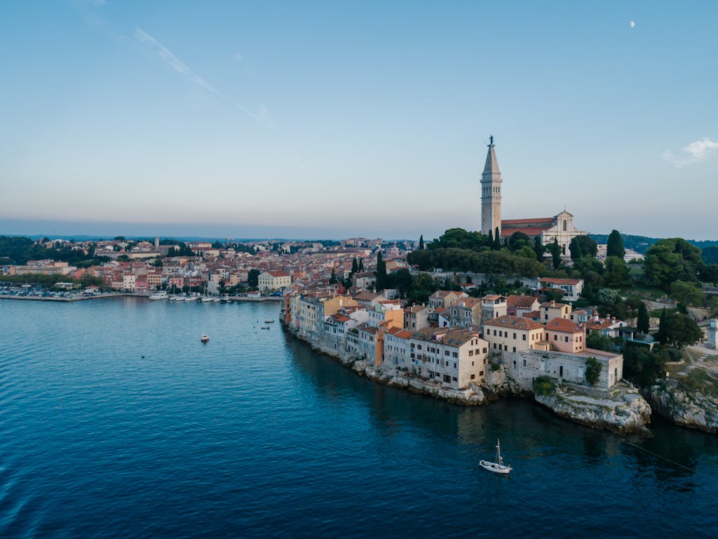 Coast of the Picturesque City of Rovinj in Croatia